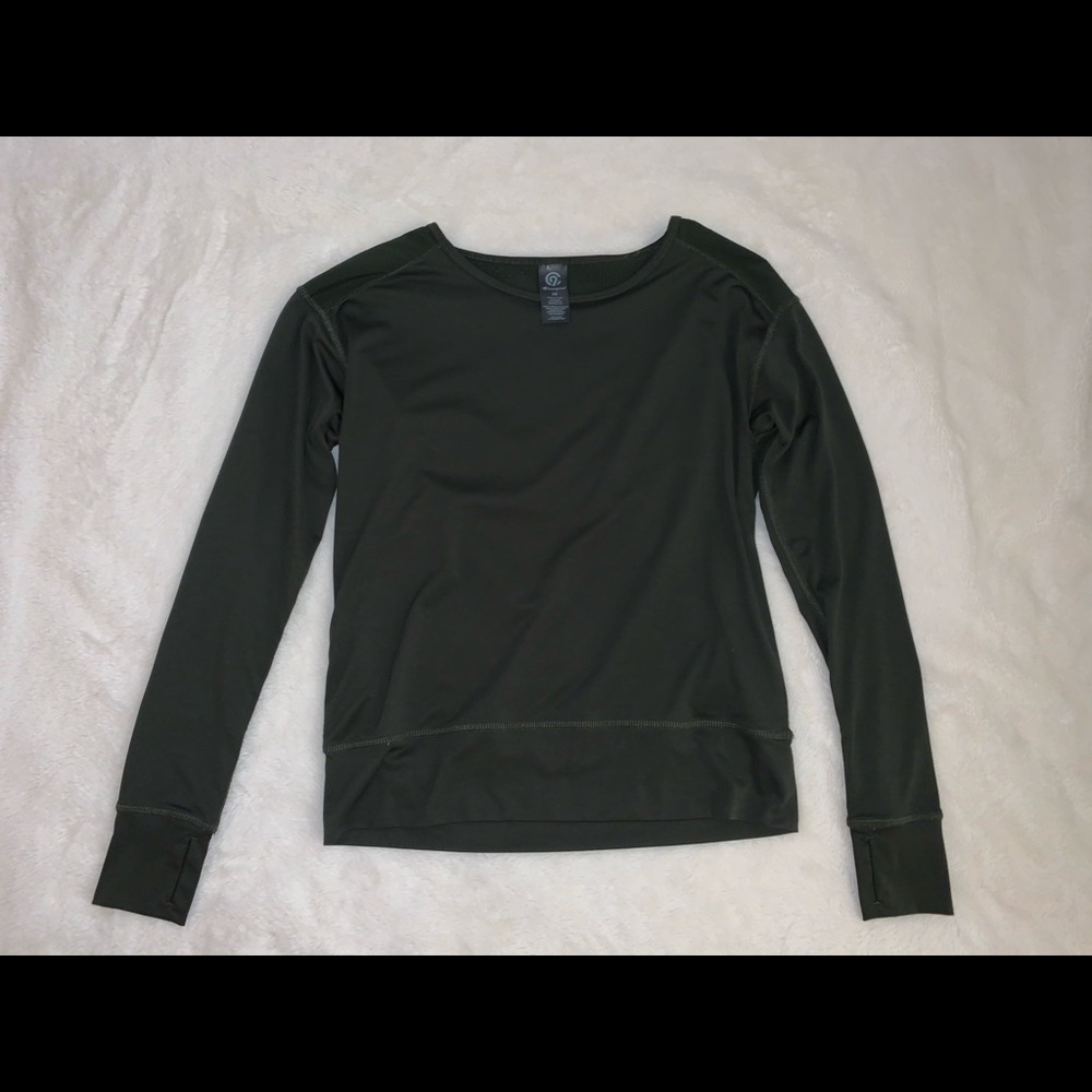 Army green workout long sleeve